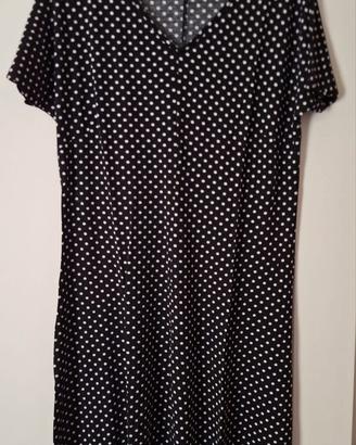 Abito donna nero a pois manica corta
