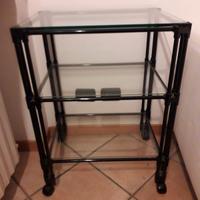 Carrello porta-oggetti in vetro