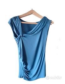 Top asimmetrica blu effetto Sirena