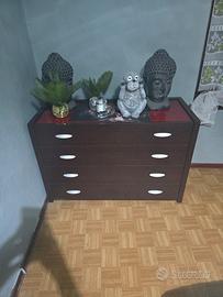 cassettiera in legno stile moderno con vetro 