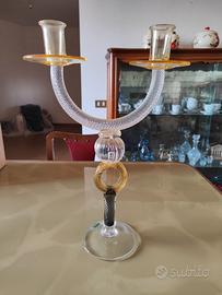 Candeliere 2 fiamme vetro vintage