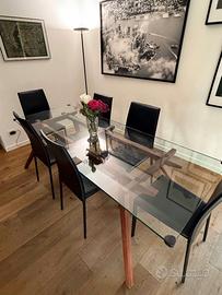 Tavolo Design CARGO Milano – Noce e Cristallo