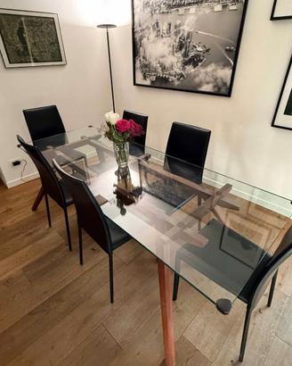 Tavolo Design CARGO Milano – Noce e Cristallo