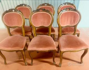 6 sedie vintage - velluto