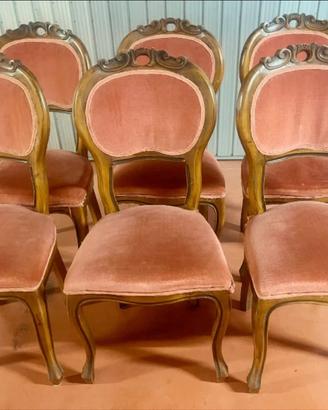 6 sedie vintage - velluto