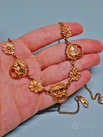ARGENTO 925 collana placcata oro etruscan revival