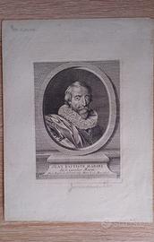 Incisione Antica XVIII Sec. Giovan Battista Marini