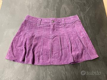 Minigonna a balze in velluto viola lilla Benetton