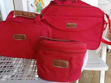 Set tre borsette beauty case in tela colore rosso