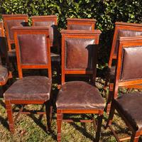 9 sedie in legno e pelle