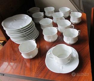 servizio da caffè da 12 in porcellana bianca Limog