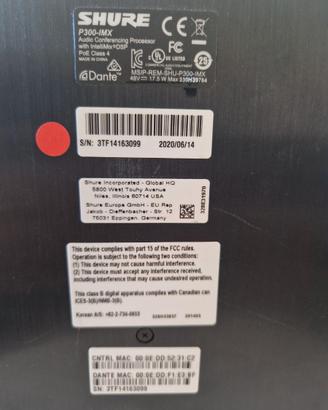 SHURE P300-IMX AUDIO CONFERENCING PROCESSOR