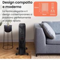 Radiatore ad Olio 2500W, 11 Elementi colore nero