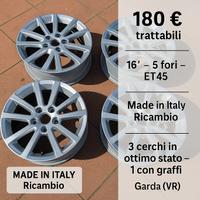 Cerchi Lega 16” Made in Italy 5 fori 7Jx16H2 ET45