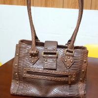 Borsa da spalla in ecopelle effetto coccodrillo