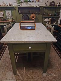 tavolo vintage con piano in marmo