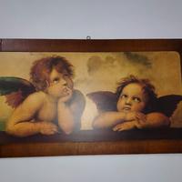 i due Cherubini quadro in legno 110 x 60 cm