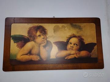 i due Cherubini quadro in legno 110 x 60 cm