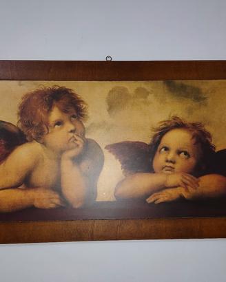 i due Cherubini quadro in legno 110 x 60 cm