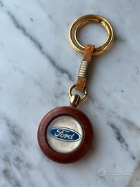 Portachiavi vintage anni 90 Ford in Legno e Pelle