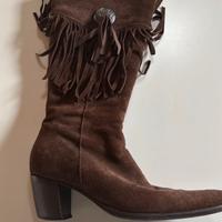 Stivali in camoscio con frange numero 37