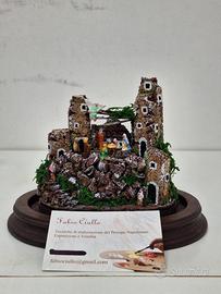 Presepe in campana di vetro ovale H15xP8xL16