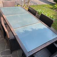 Tavolo e poltrone rattan sintetico per 6 8 persone