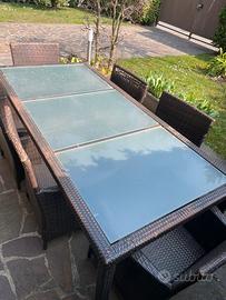 Tavolo e poltrone rattan sintetico per 6 8 persone