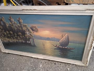 quadro dipinto castello lago 