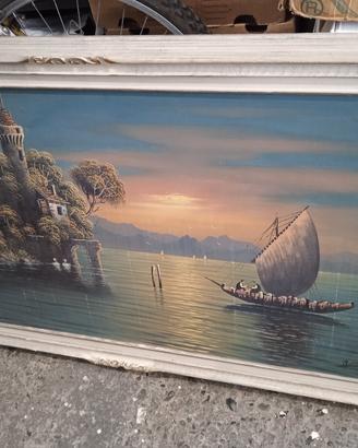 quadro dipinto castello lago 