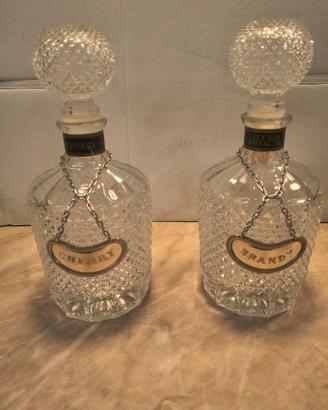 Coppia bottiglie vintage vetro Cherry Brandy