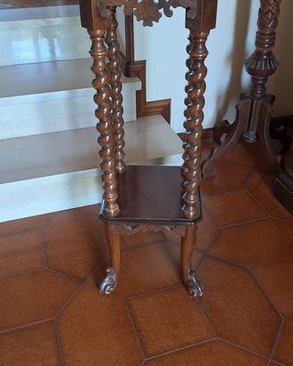Tavolino da ingresso in legno con intarsi
