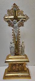 Antico Crocifisso  decori Cristo porcellana Biscui