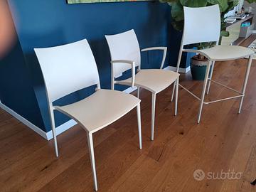 Set 6 sedie tavolo + set 3 sgabelli