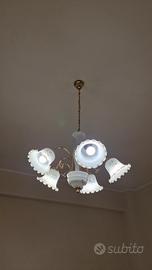 Lampadario a 5 Luci Vetro opalino 102x70 cm