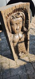 Scultura Etnica in Legno Massello Intagliata 85 cm