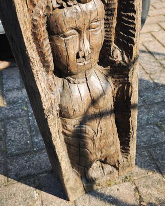 Scultura Etnica in Legno Massello Intagliata 85 cm