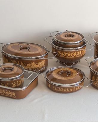Batteria 10 pezzi pentole Siltal vintage anni '70