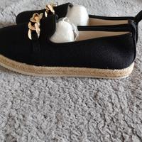 Espadrillas Nere con Catena Dorata - Taglia 37.5