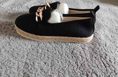 Espadrillas Nere con Catena Dorata - Taglia 37.5