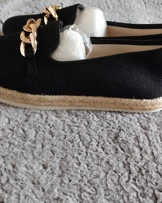 Espadrillas Nere con Catena Dorata - Taglia 37.5