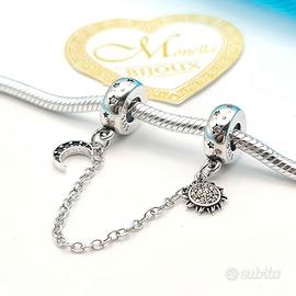 Charm catena di sicurezza argento 925 sole luna