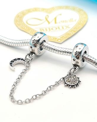 Charm catena di sicurezza argento 925 sole luna