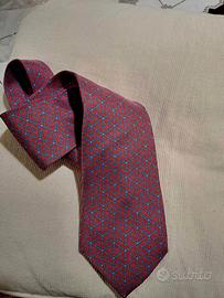 Cravatta Hermes Rosso e Blu largh.9 cm