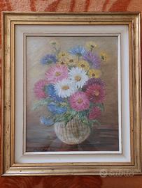 Quadro Dipinto Olio "Fiori" Elena Maschio 1982