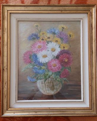 Quadro Dipinto Olio "Fiori" Elena Maschio 1982