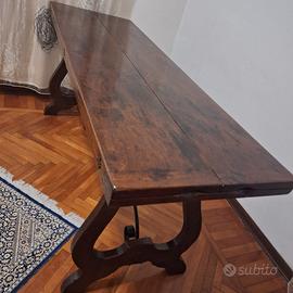 Tavolo fratino apertura a libro in noce e 6 sedie