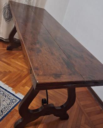 Tavolo fratino apertura a libro in noce e 6 sedie