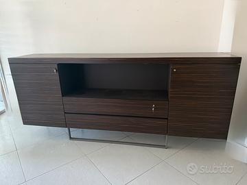 Mobile Ufficio con scrivania in pelle e vetro temp