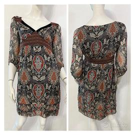 MAX&CO Vestito abito nero beige rosso fantasia